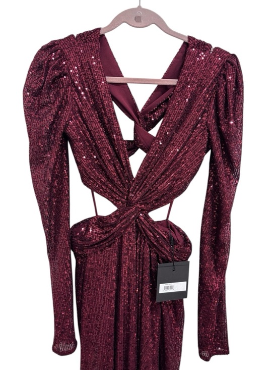 Mac Duggal Wine Sequin Cutout Evening Gown Size 4